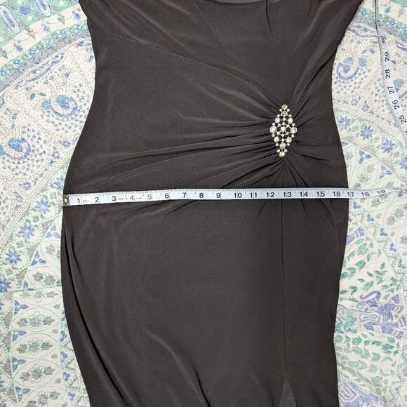 Collection DressBarn‎ Size 10 Women's Black Fitted Bodycon Maxi Dress with Slit - Picture 7 of 11